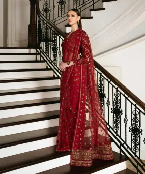 Luxurious 3-Piece Embroidered Net Saree Set