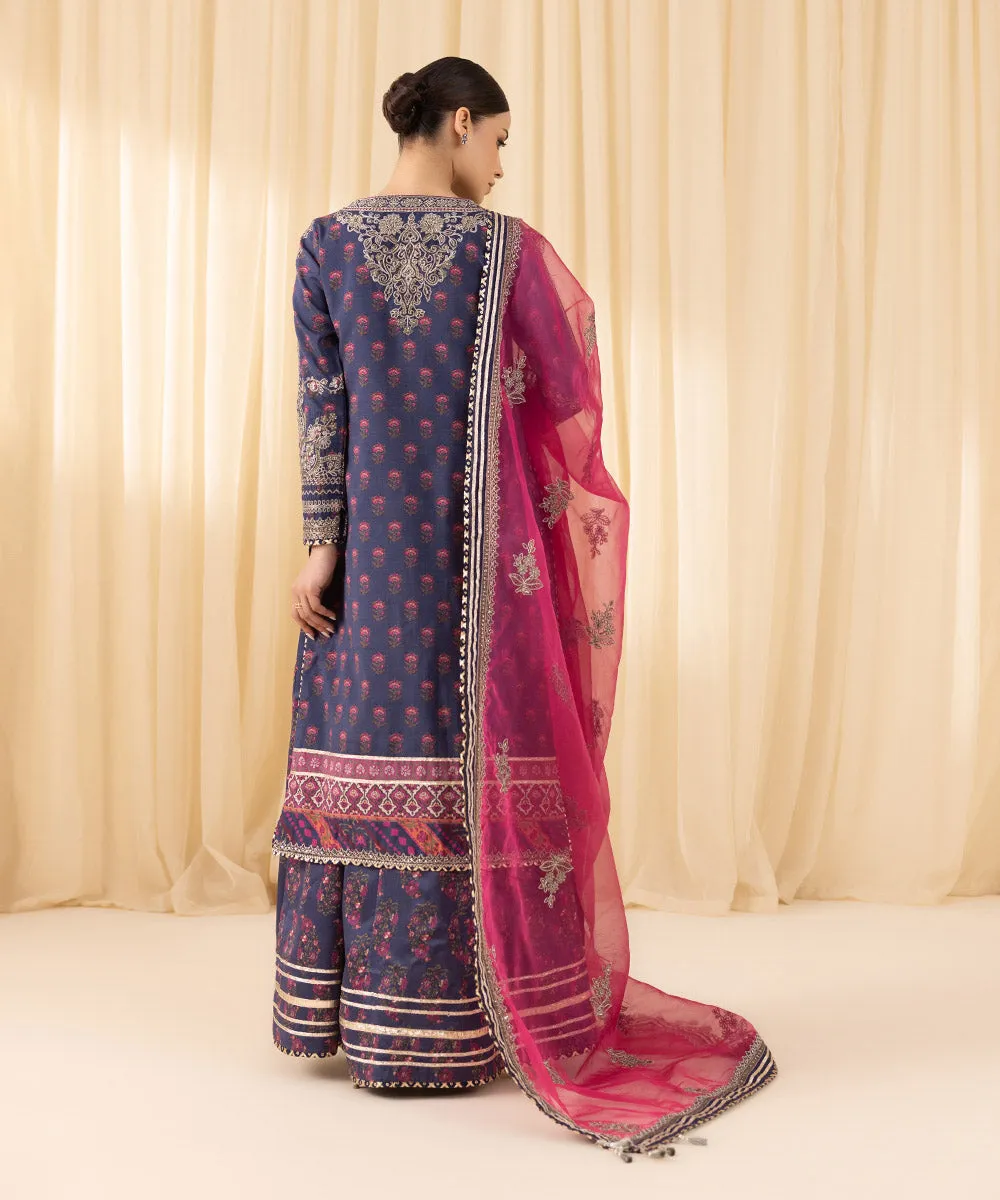 3 Piece - Embroidered Silk Suit