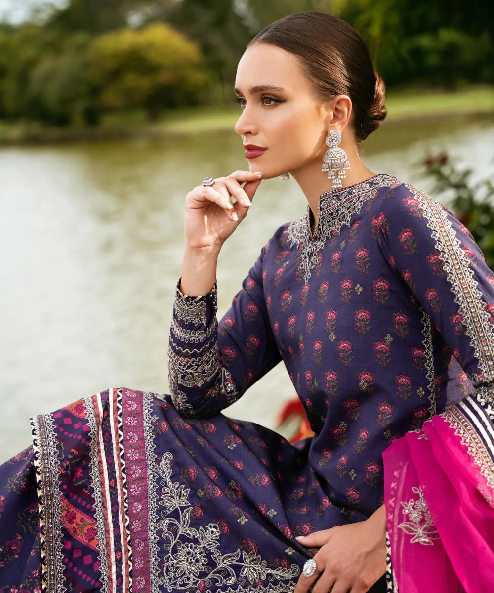 3 Piece - Embroidered Silk Suit