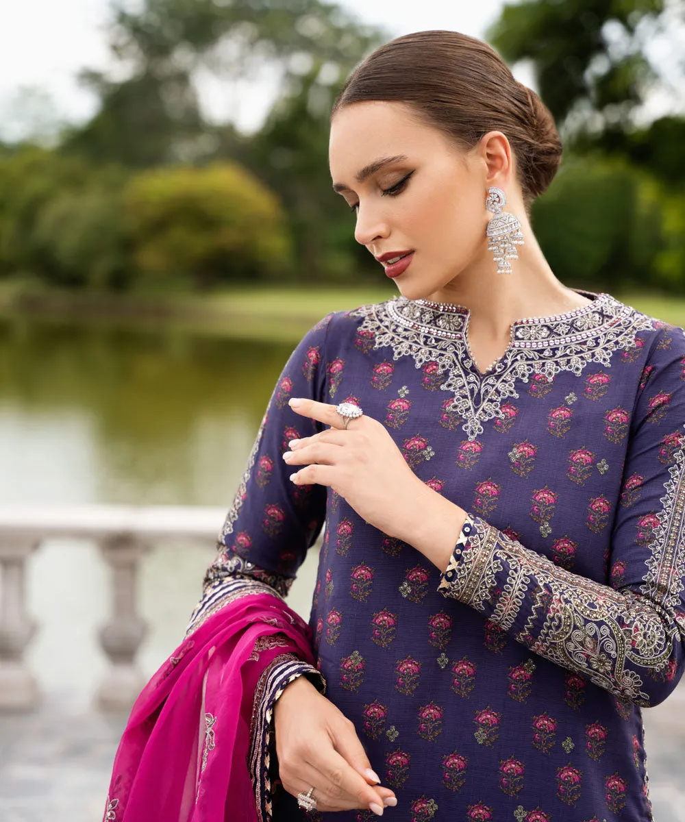 3 Piece - Embroidered Silk Suit