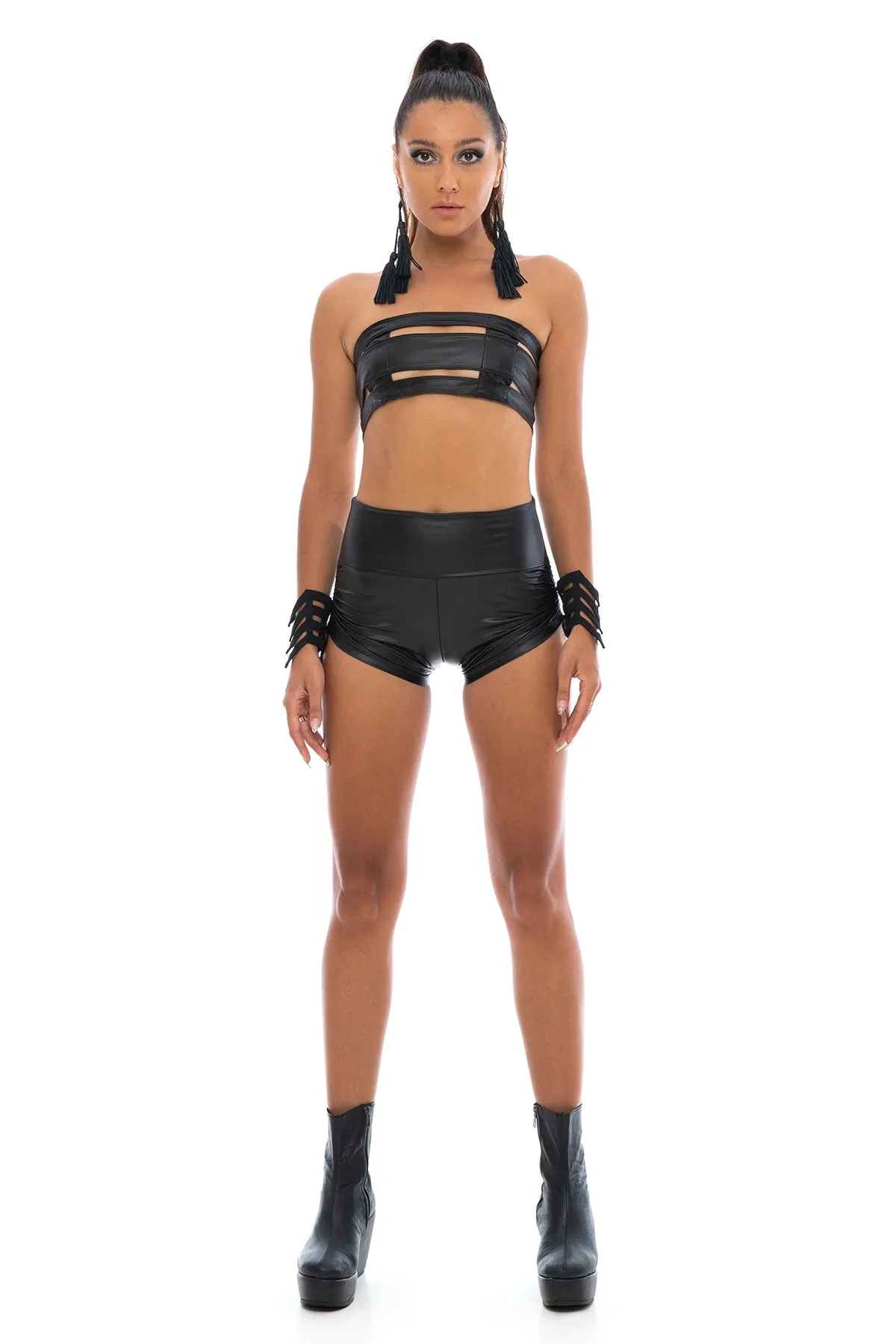 5D x Stellar Dust Helia Shorts - faux leather