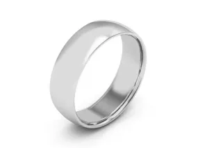 6MM 14K WHITE GOLD COMFORT FIT DOMED WEDDING BAND