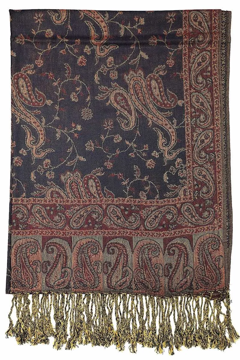 Achillea Navy Reversible Paisley Pashmina