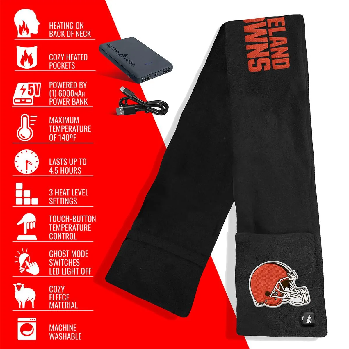 ActionHeat Cleveland Browns 5V Battery Heated Scarf
