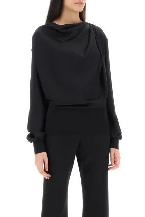 Alexander Mcqueen Draped Blouse In Satin (Size - 40)
