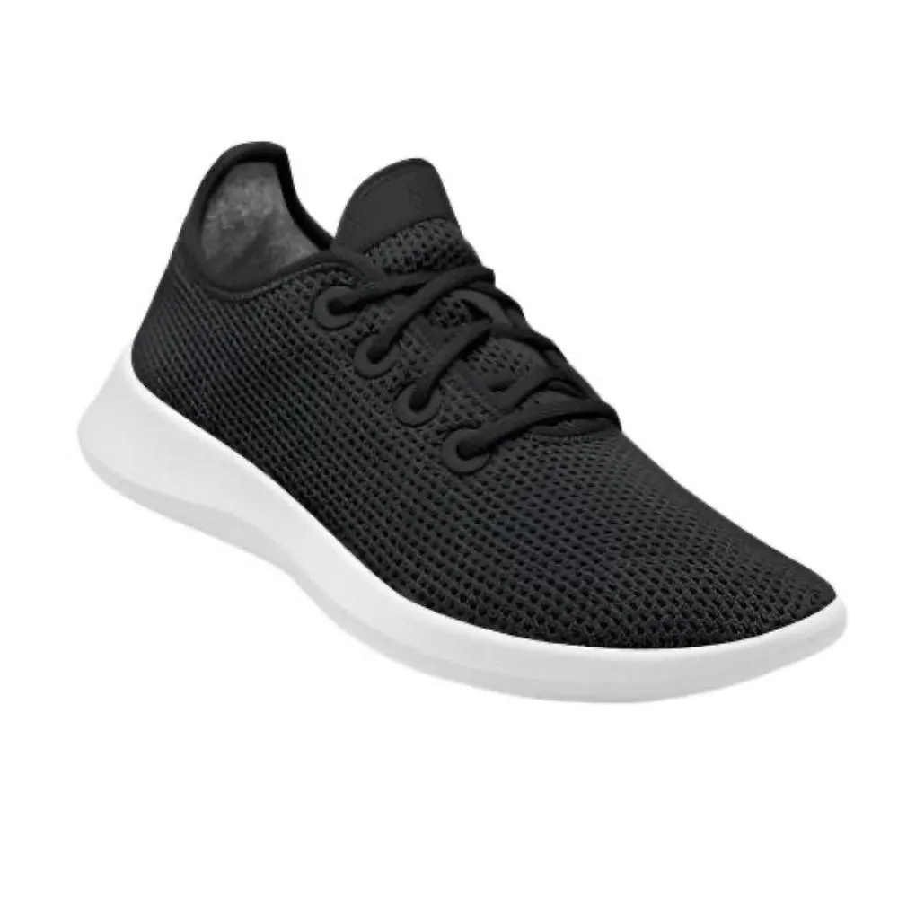 Allbirds Womens Tree Runners, Jet Black with White Accents, Eco-Friendly Shoes