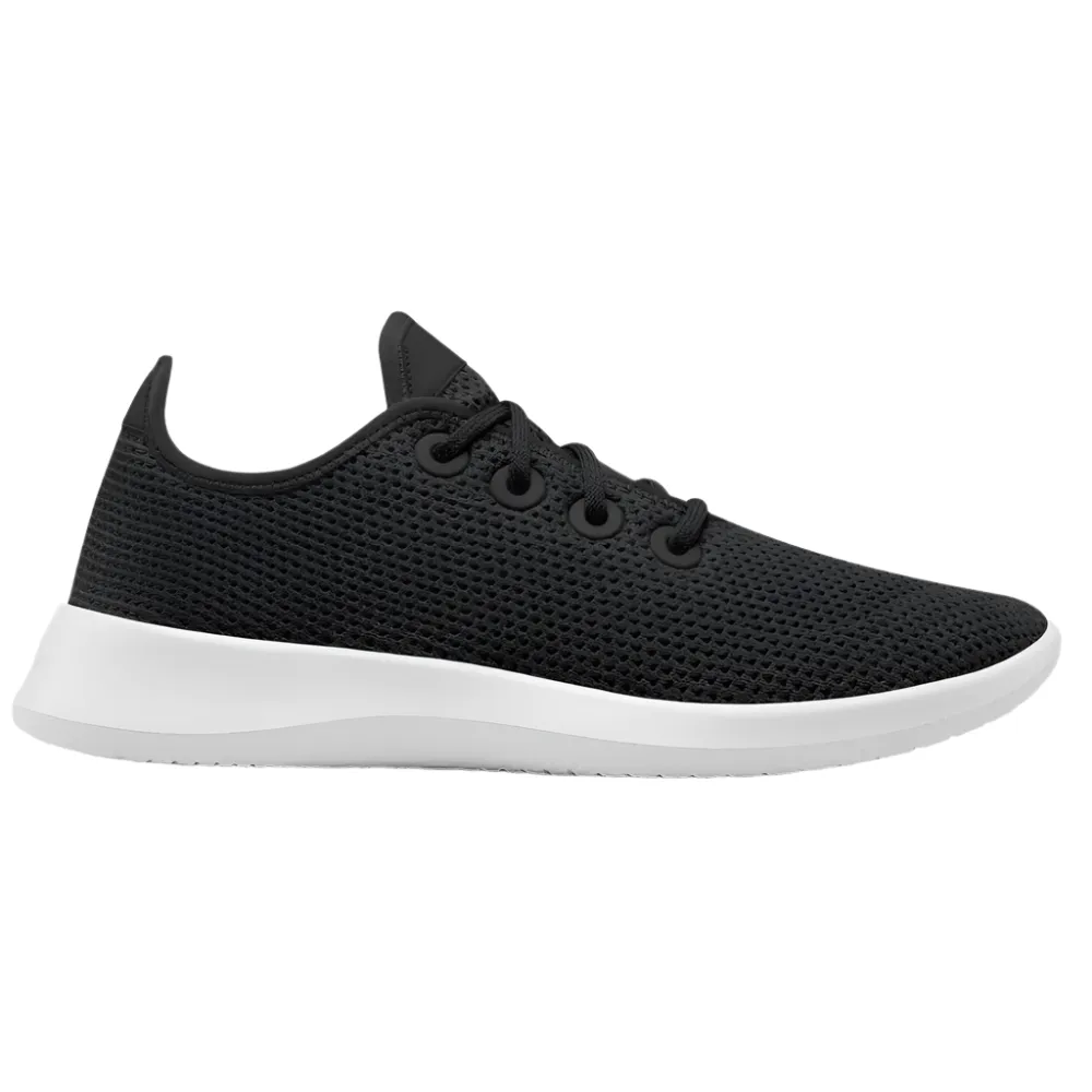 Allbirds Womens Tree Runners, Jet Black with White Accents, Eco-Friendly Shoes