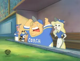 Animaniacs Original Production Cel on Original Background: Dr. Scratchansniff, Dot, Thaddeus, Minerva