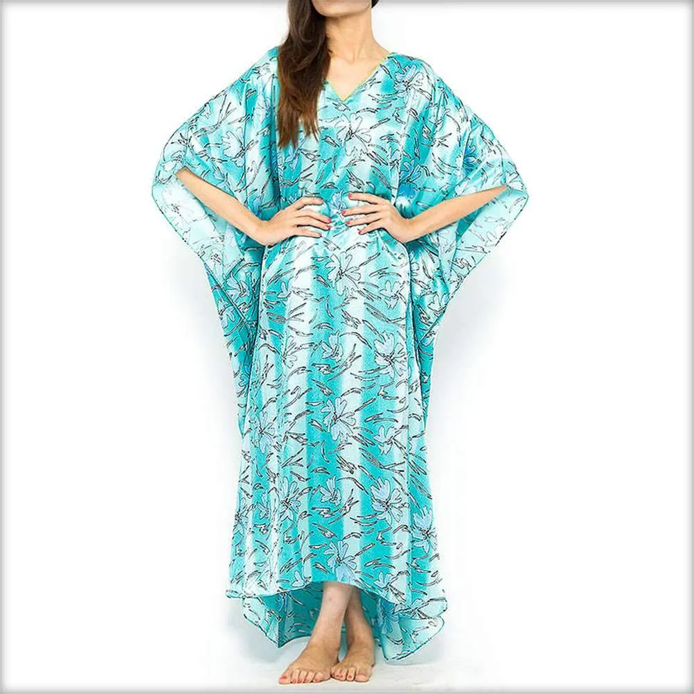 Aqua Printed Long Kaftan