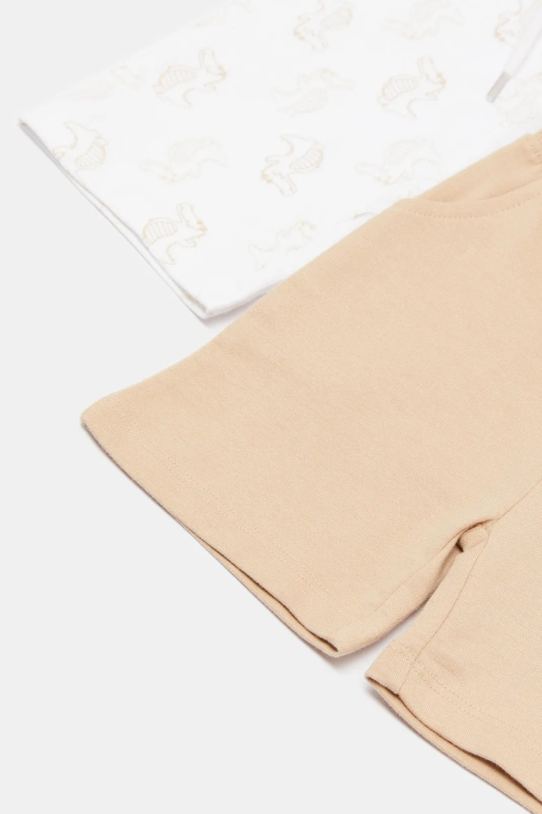 Baby Boys Beige And White Active Shorts Set (2 Piece)