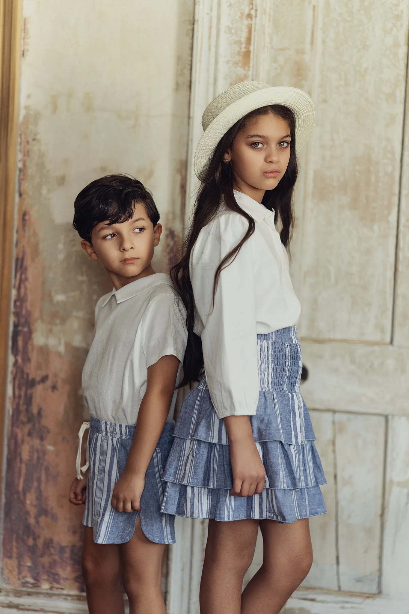 BACE COLLECTION BLUE STRIPED SHORTS [FINAL SALE]