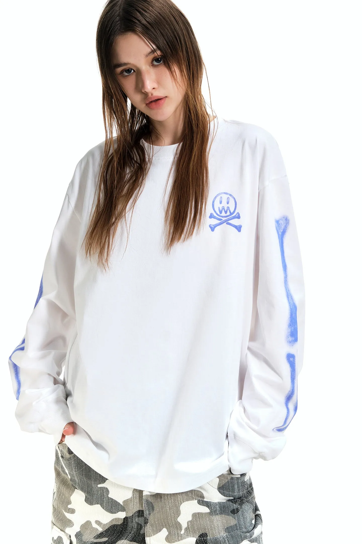 BEASTER Ghost Face Fun Print Casual Sweatshirt