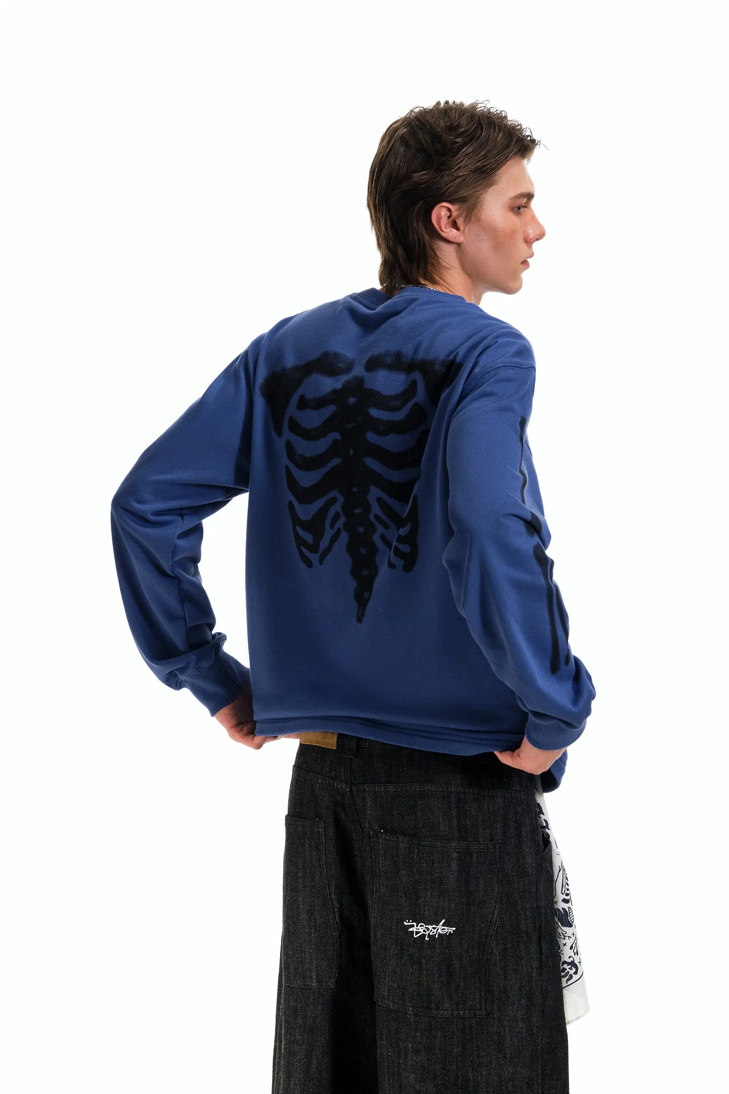 BEASTER Ghost Face Fun Print Casual Sweatshirt
