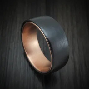 Black Titanium and 14K Rose Gold Men's Ring