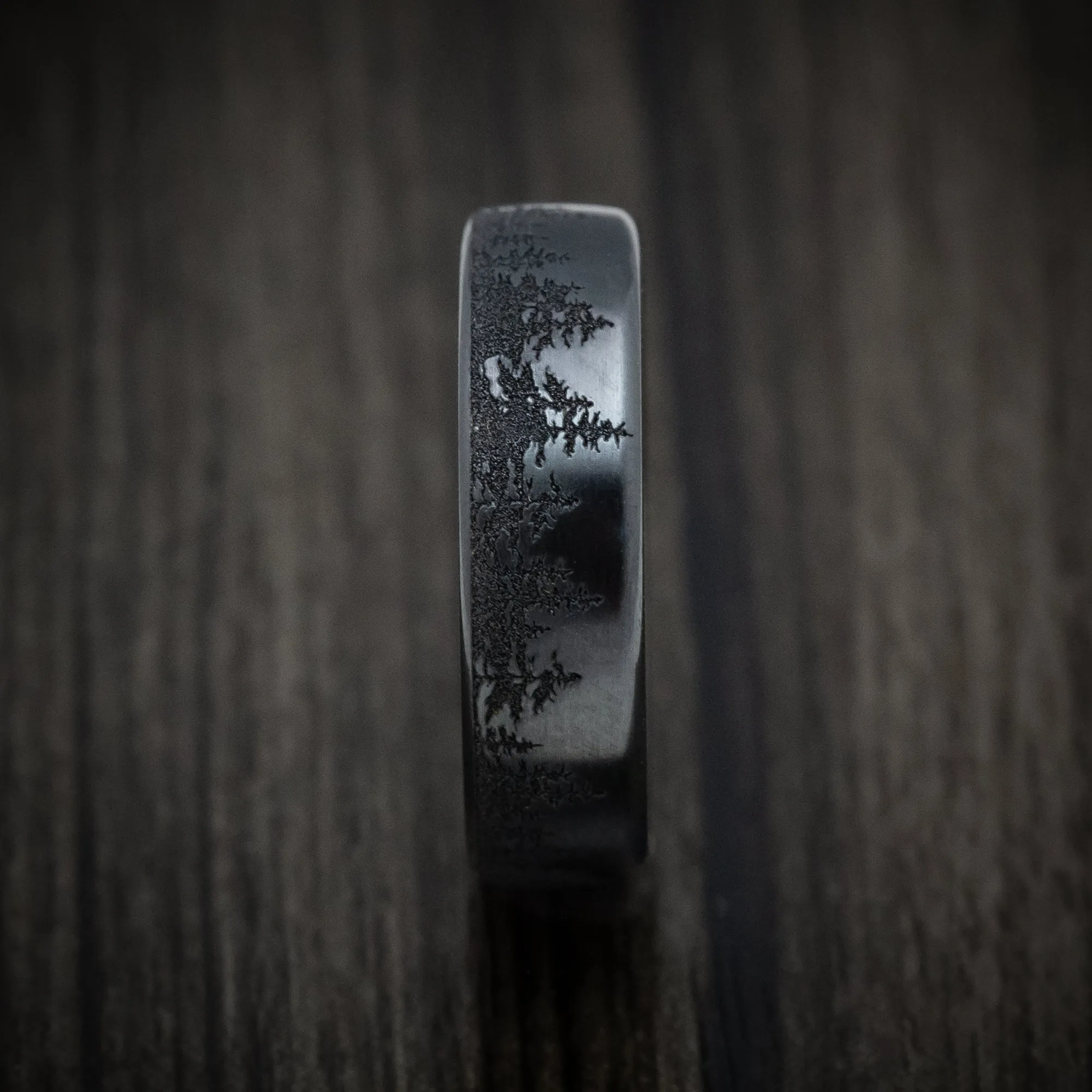 Black Titanium Spruce Pine Tree Men's Ring