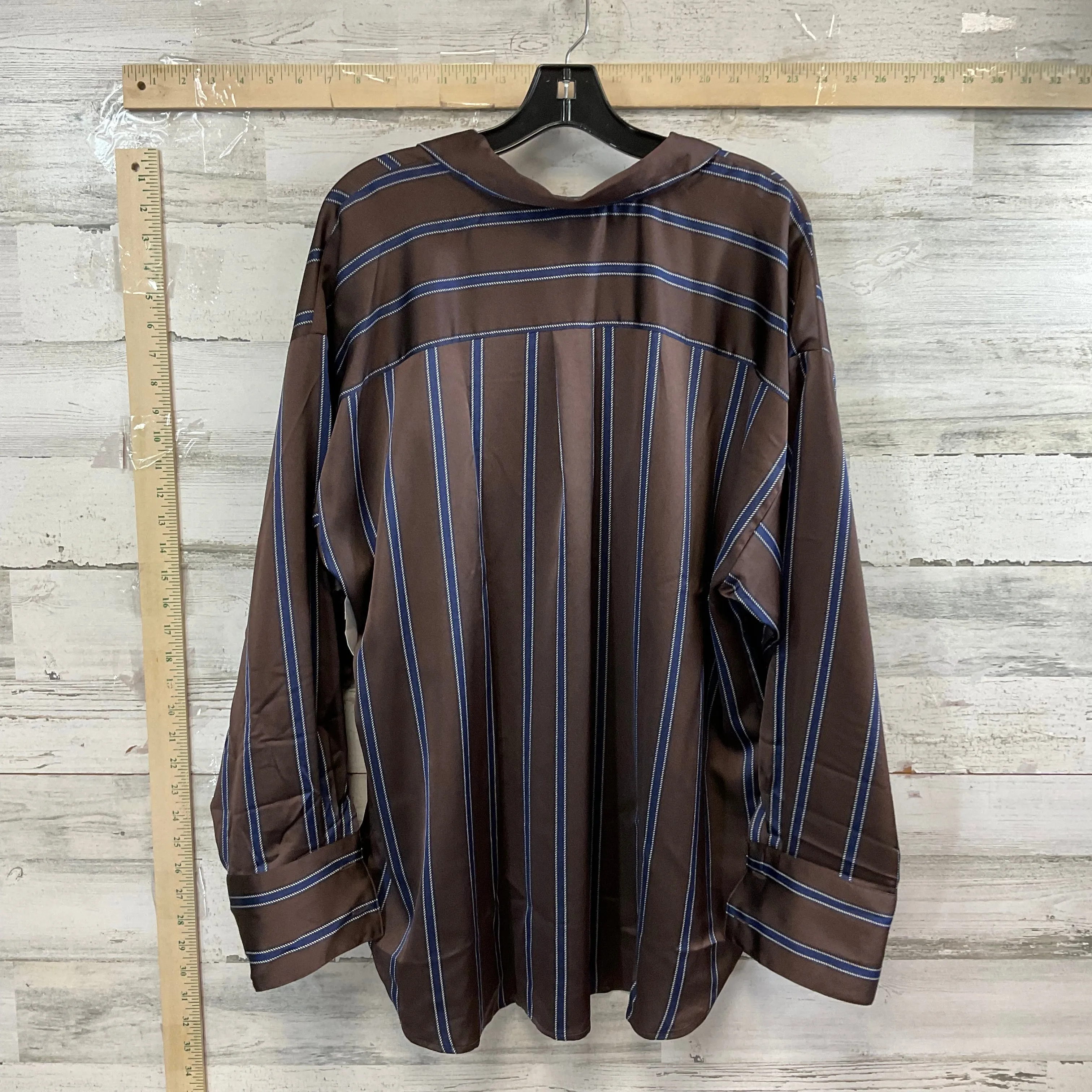Blouse Long Sleeve By Loft In Brown, Size: Xxl