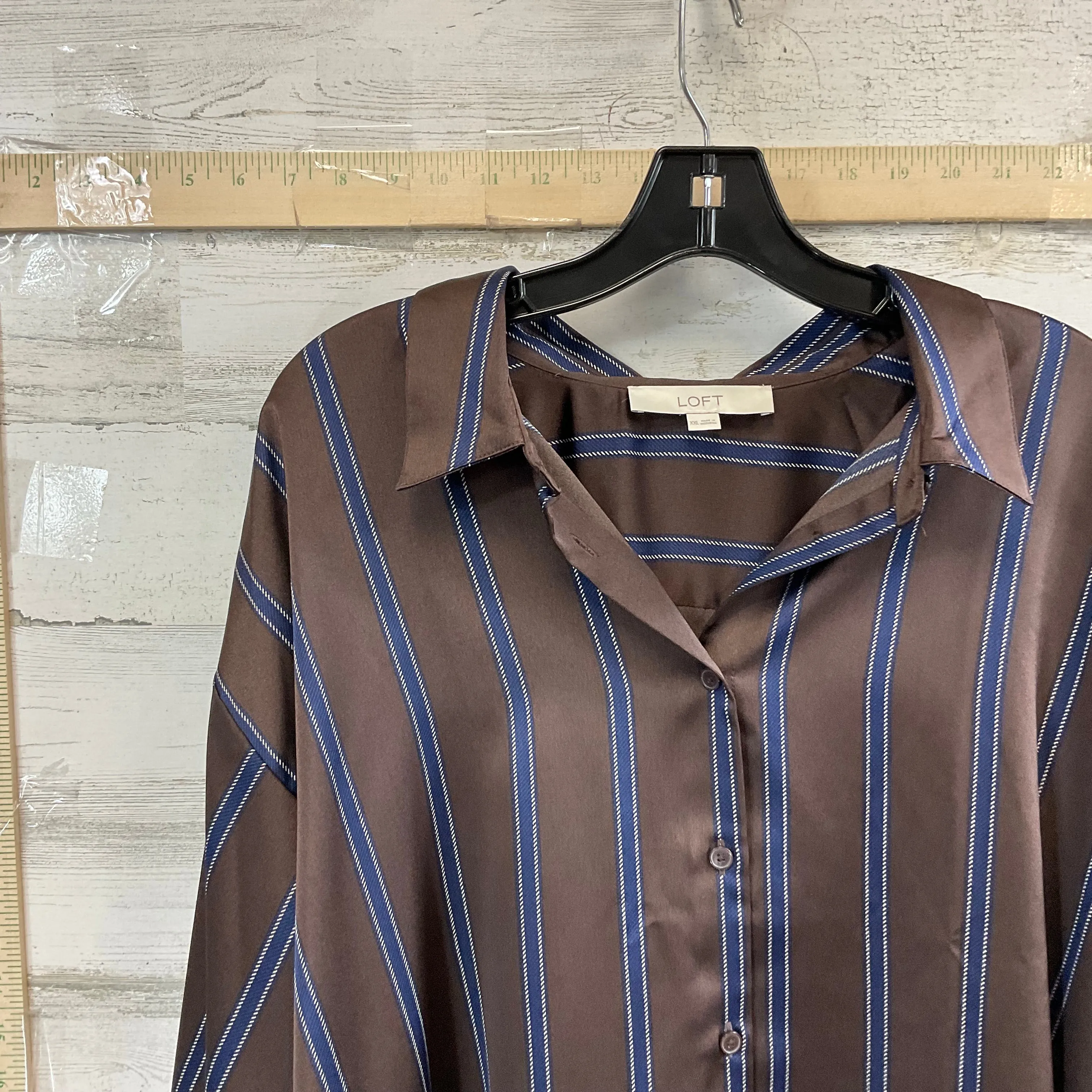 Blouse Long Sleeve By Loft In Brown, Size: Xxl