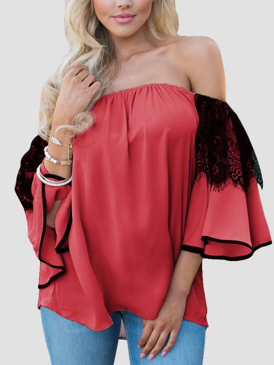 Blouse à Manches Évasées Vert