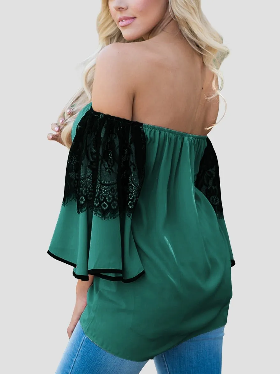 Blouse à Manches Évasées Vert