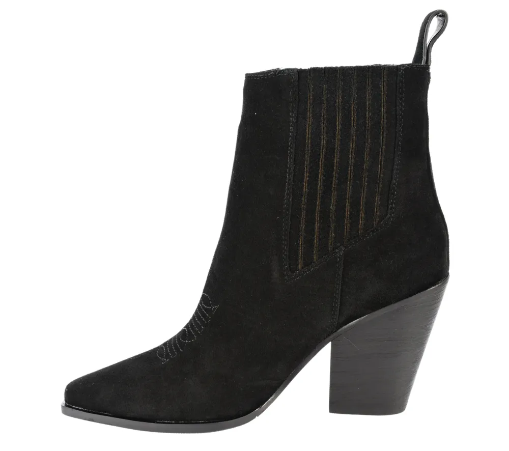 Botine elegante, dama, EPICA, Z72979 negru, piele intoarsa, cu toc