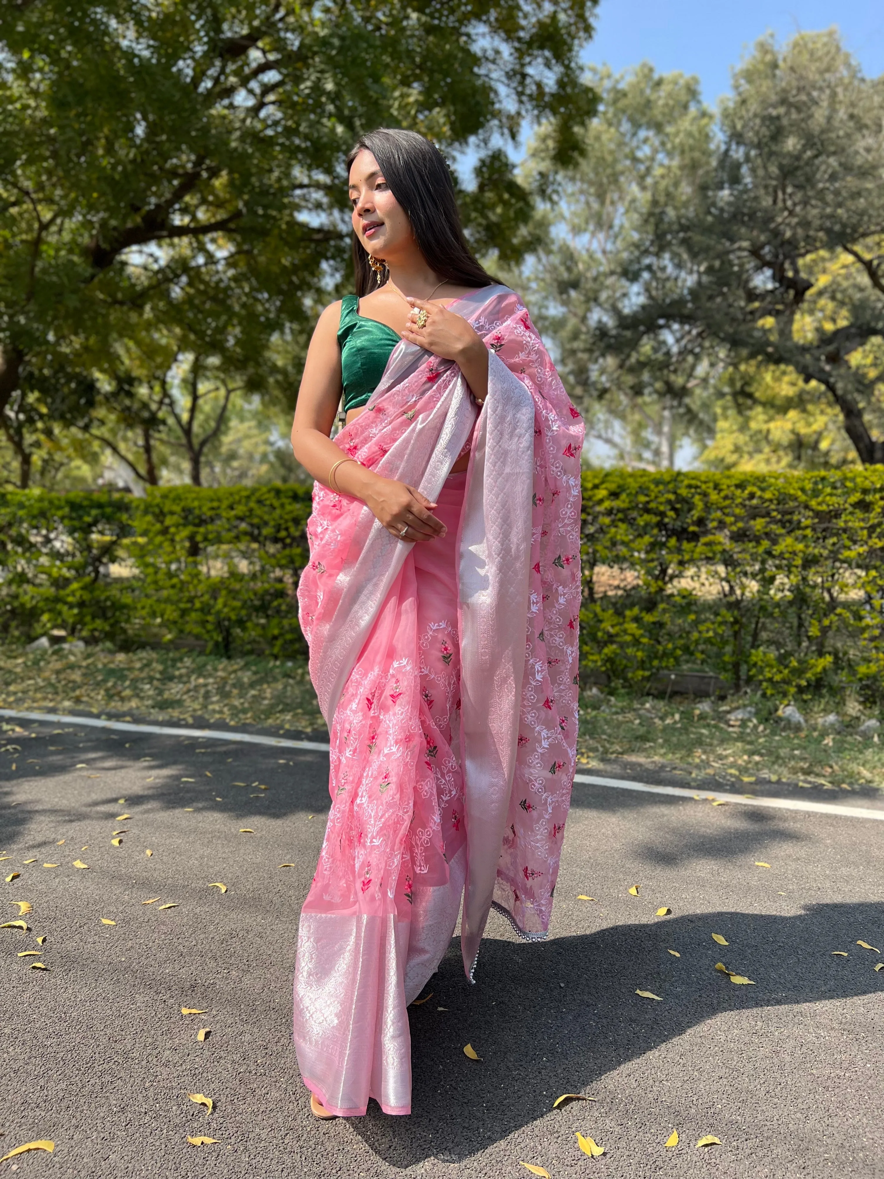 Boutique Style Saree In Pink