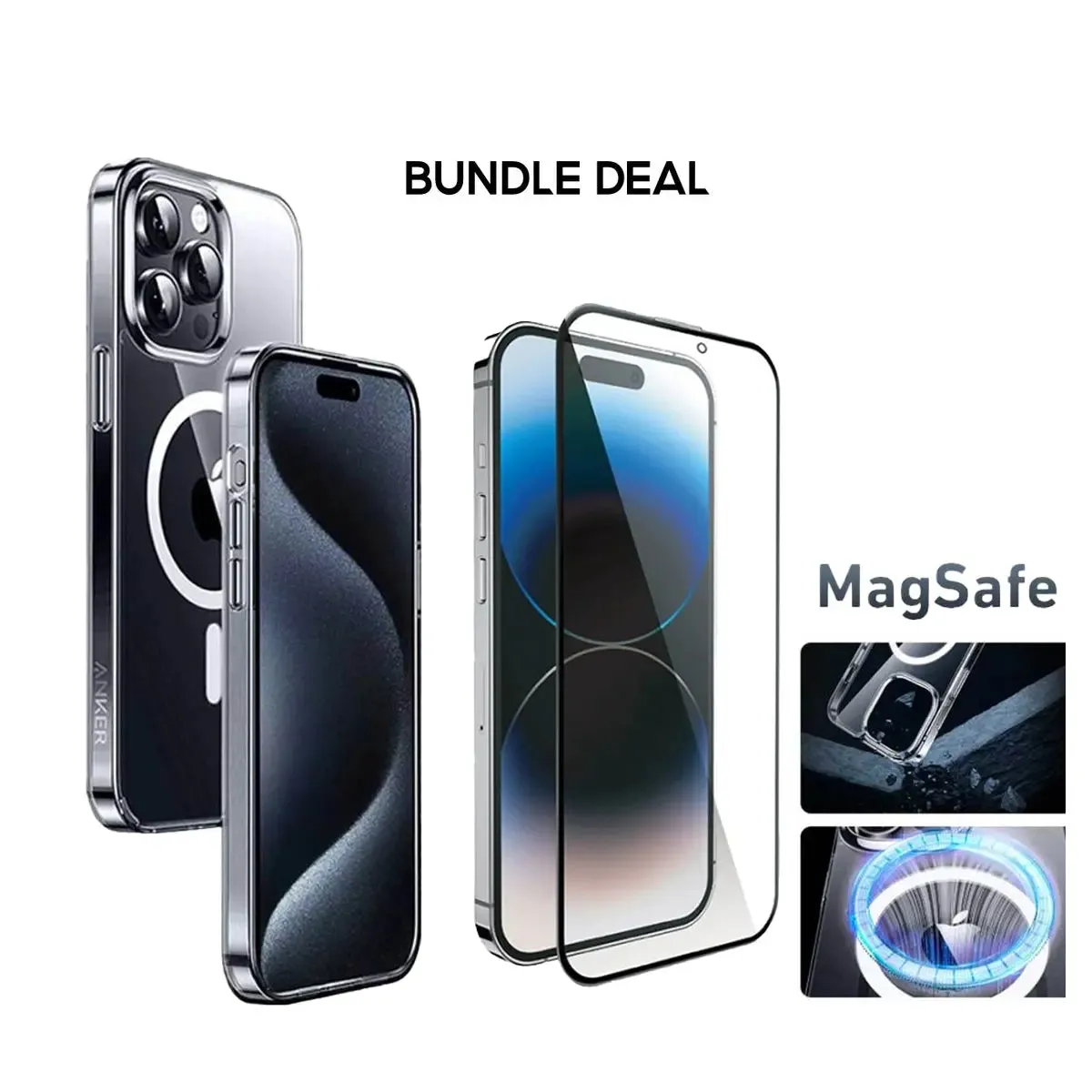 [Bundle Deal] Anker iPhone 15 Pro Max Case Magsafe Case Clear Magnetic Phone Casing Cover   Screen Protector