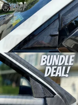 Bundle Exterior & Interior Mirror Door Triangle Carbon Fiber 2018-2024 Toyota Camry Compatible
