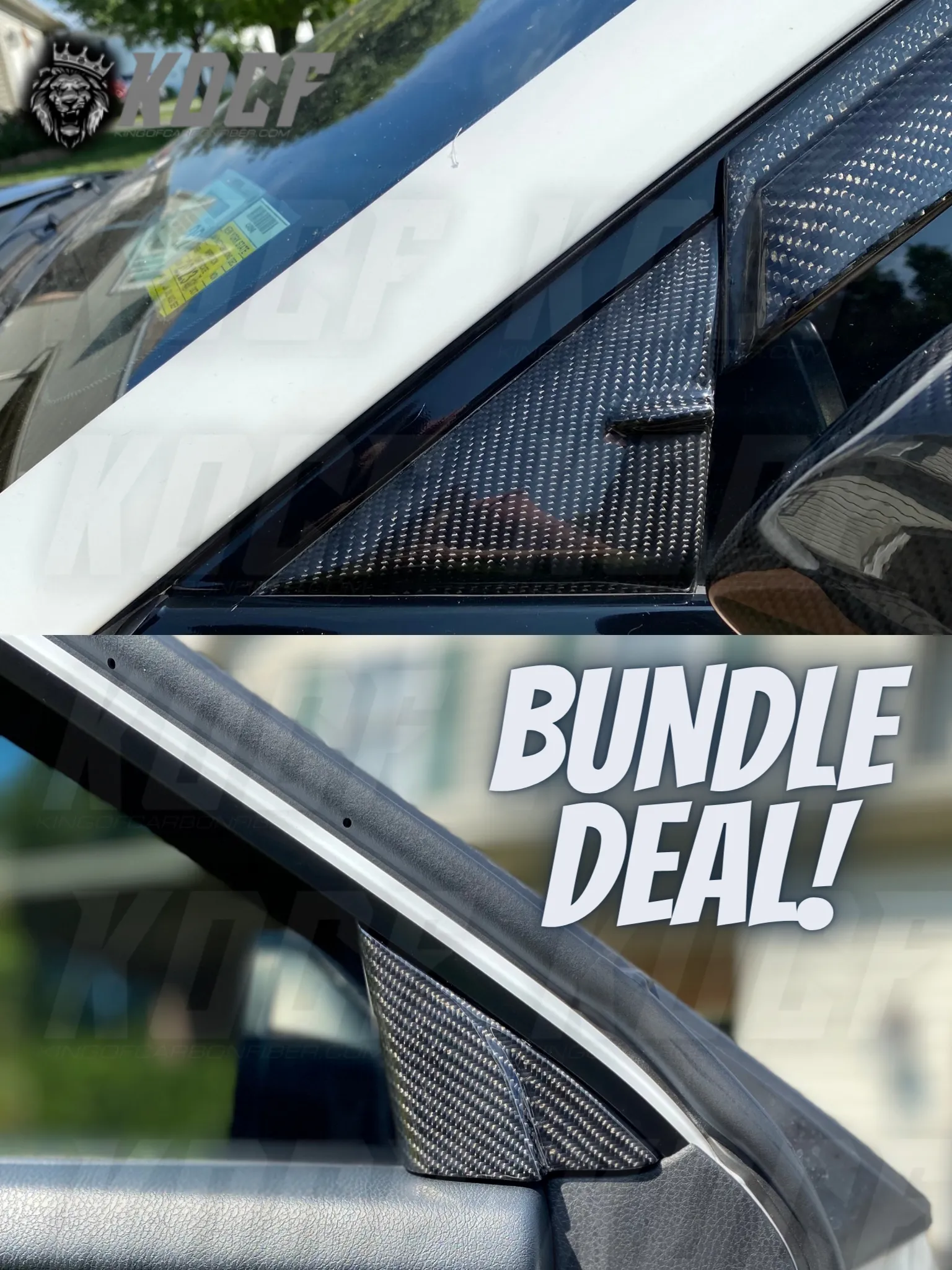 Bundle Exterior & Interior Mirror Door Triangle Carbon Fiber 2018-2024 Toyota Camry Compatible