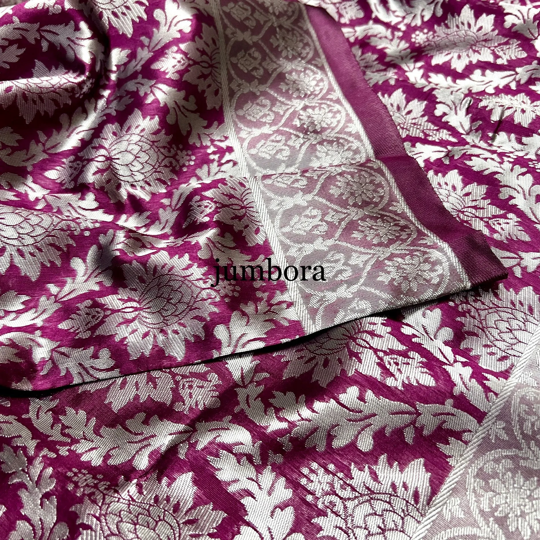 Burgundy Wine Color Brocade Banarasi Tanchoi Silk Saree with Stitched Blouse