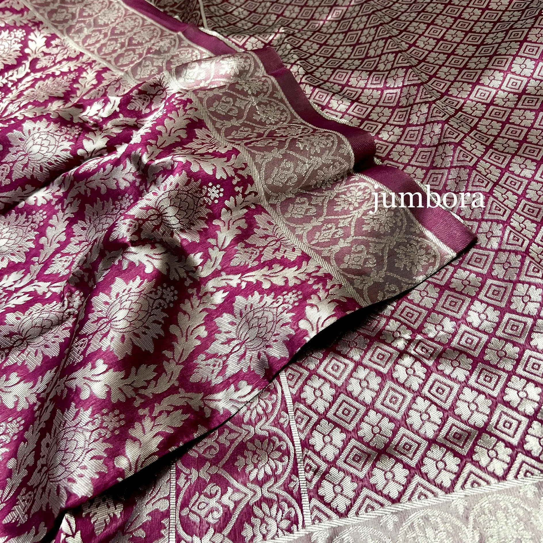 Burgundy Wine Color Brocade Banarasi Tanchoi Silk Saree with Stitched Blouse