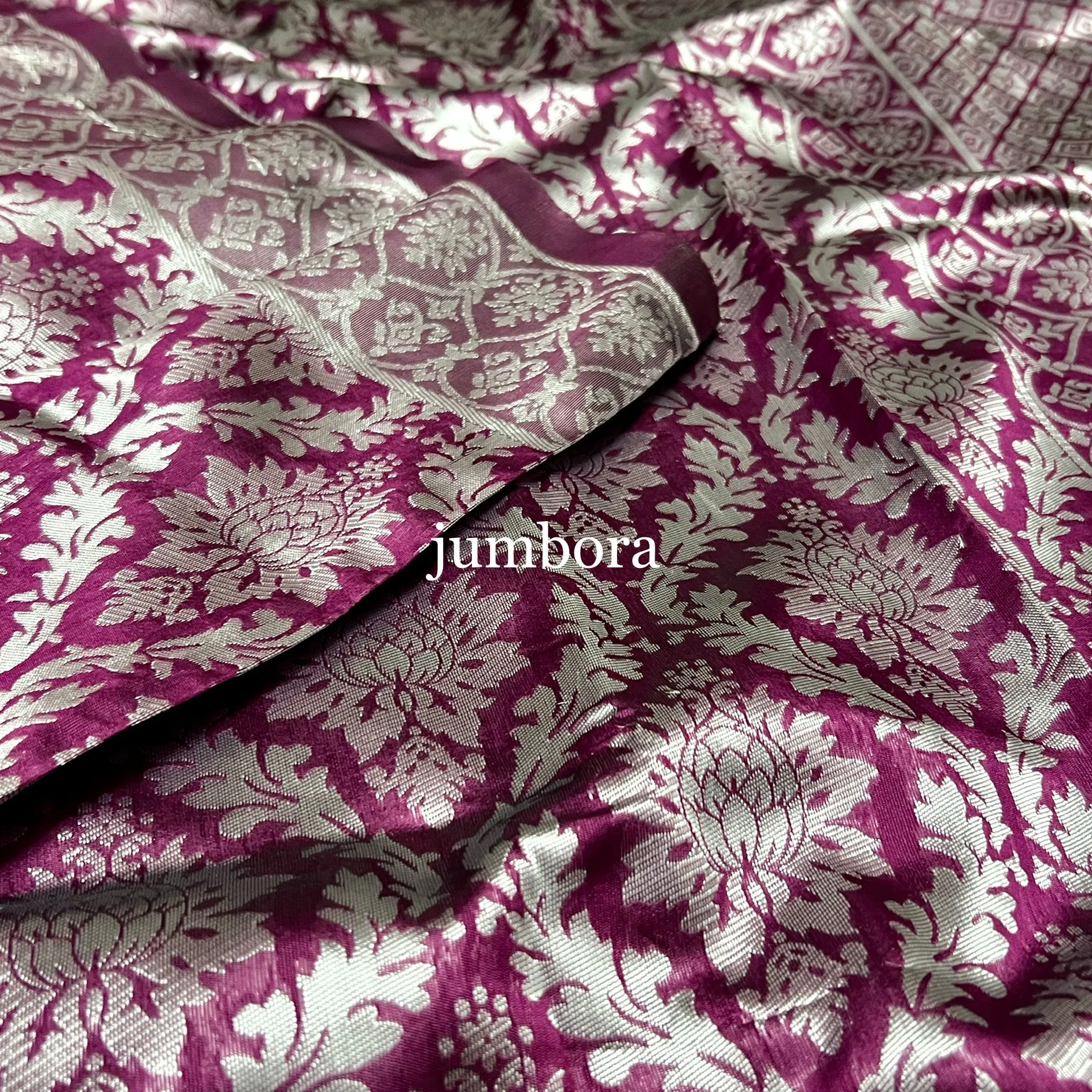 Burgundy Wine Color Brocade Banarasi Tanchoi Silk Saree with Stitched Blouse