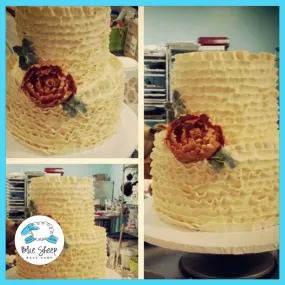 Buttercream Ruffle Wedding Cake With Orange Peony