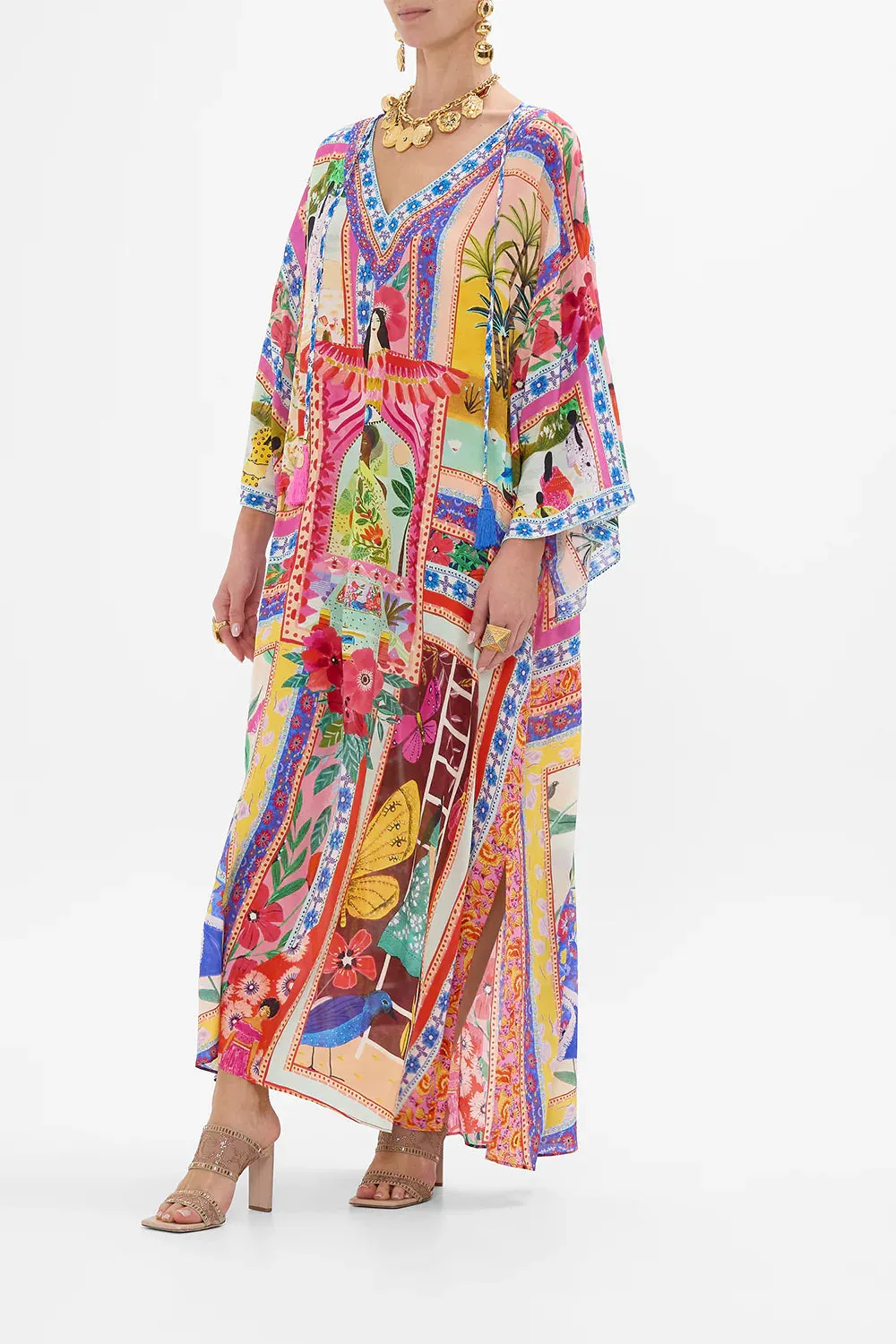 Camilla V Neck Kaftan With Ties - Roeqiyas Realm