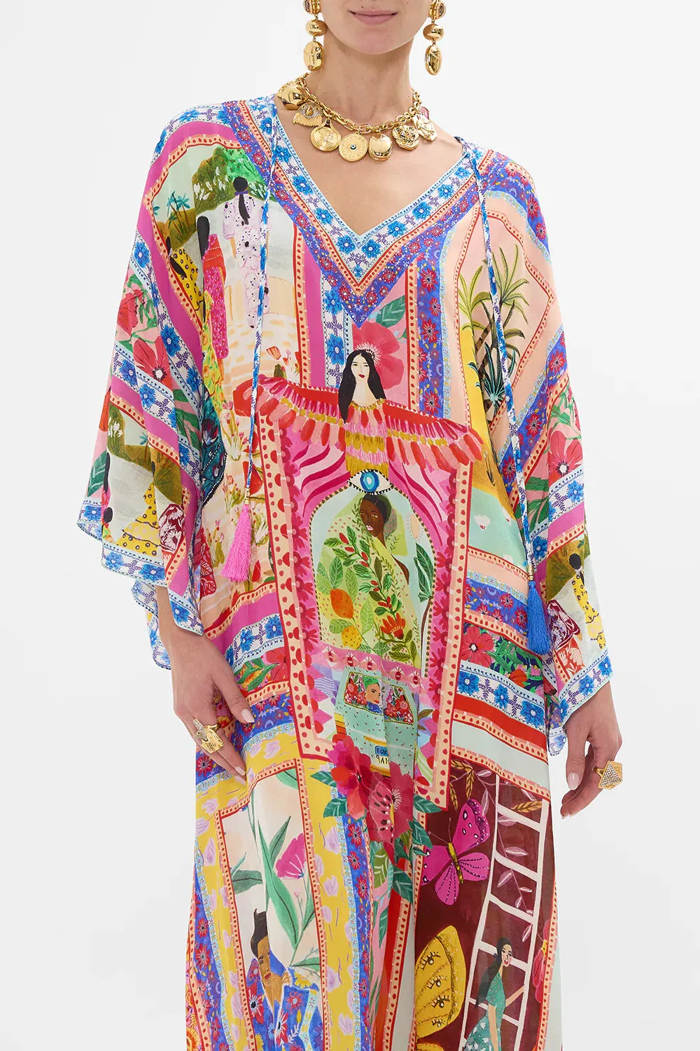 Camilla V Neck Kaftan With Ties - Roeqiyas Realm