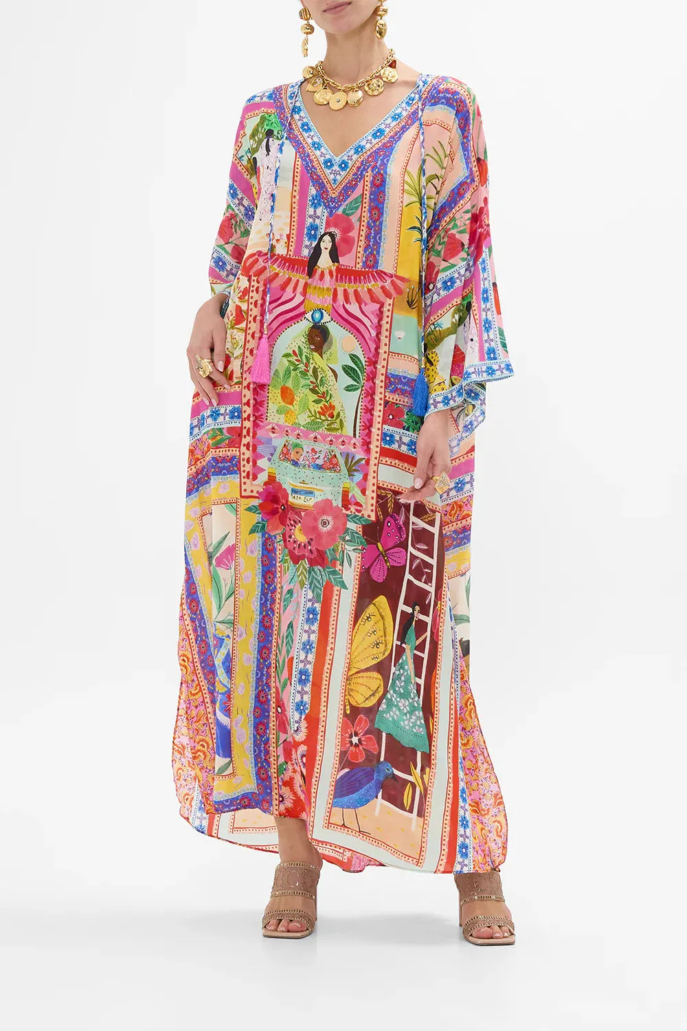 Camilla V Neck Kaftan With Ties - Roeqiyas Realm