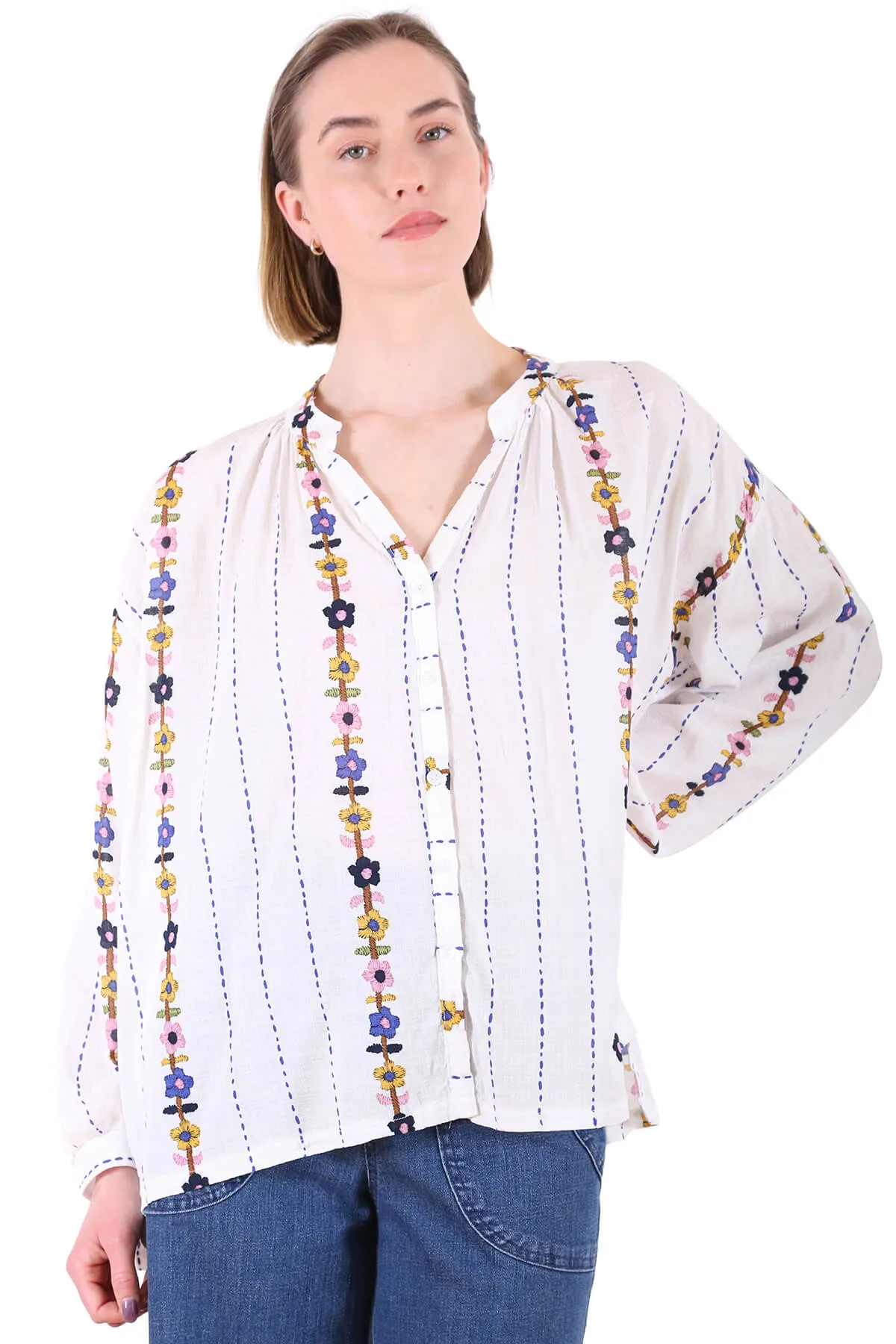 Cape May Blouse White in Cotton Blend
