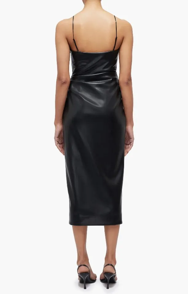 Carlee Fringe Detail Faux Leather Dress