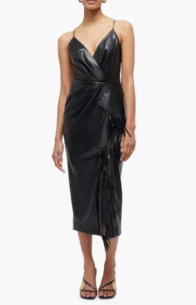 Carlee Fringe Detail Faux Leather Dress