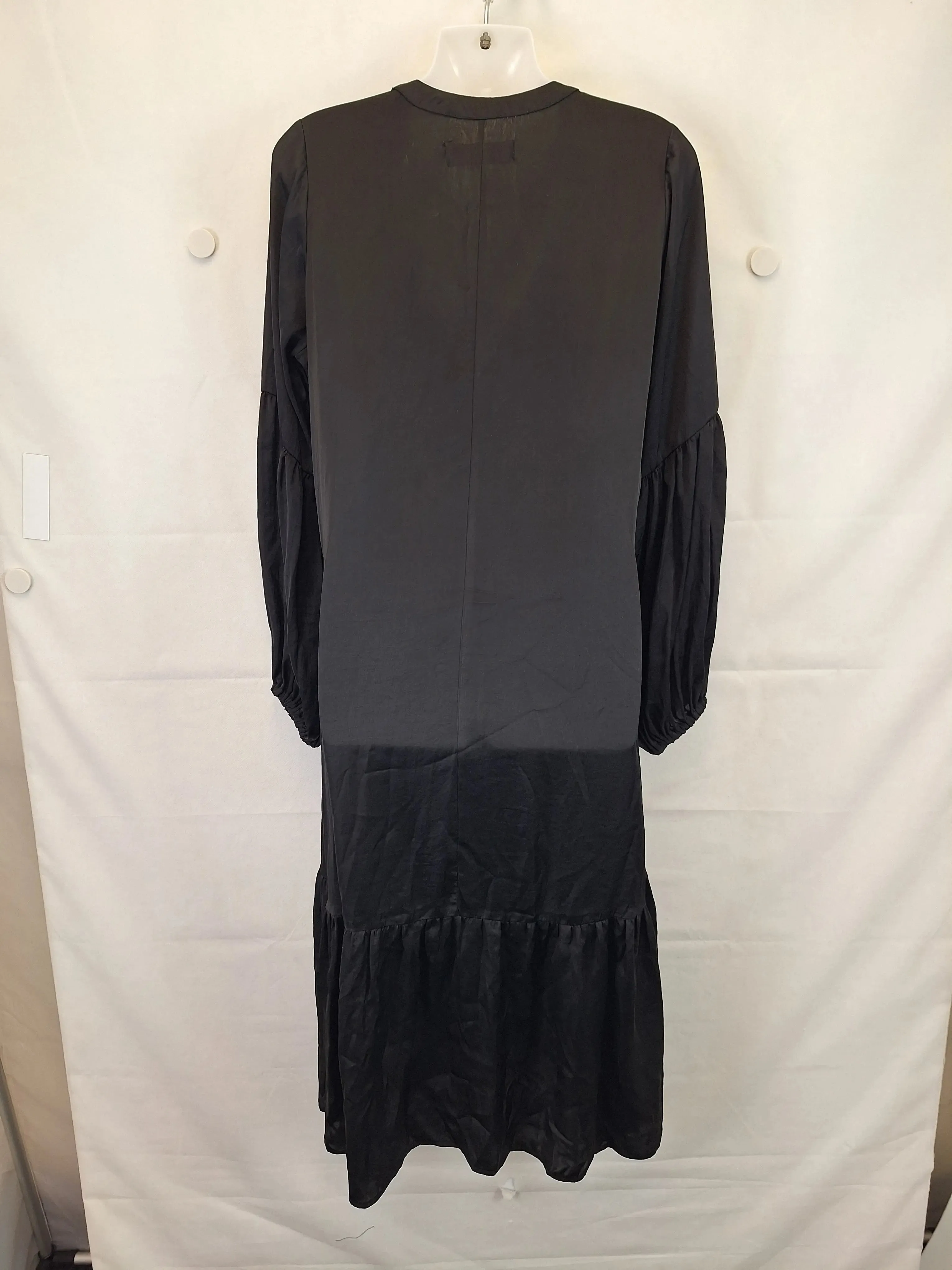 Carolina Elegant Satin Puff Sleeve Maxi Dress Size S