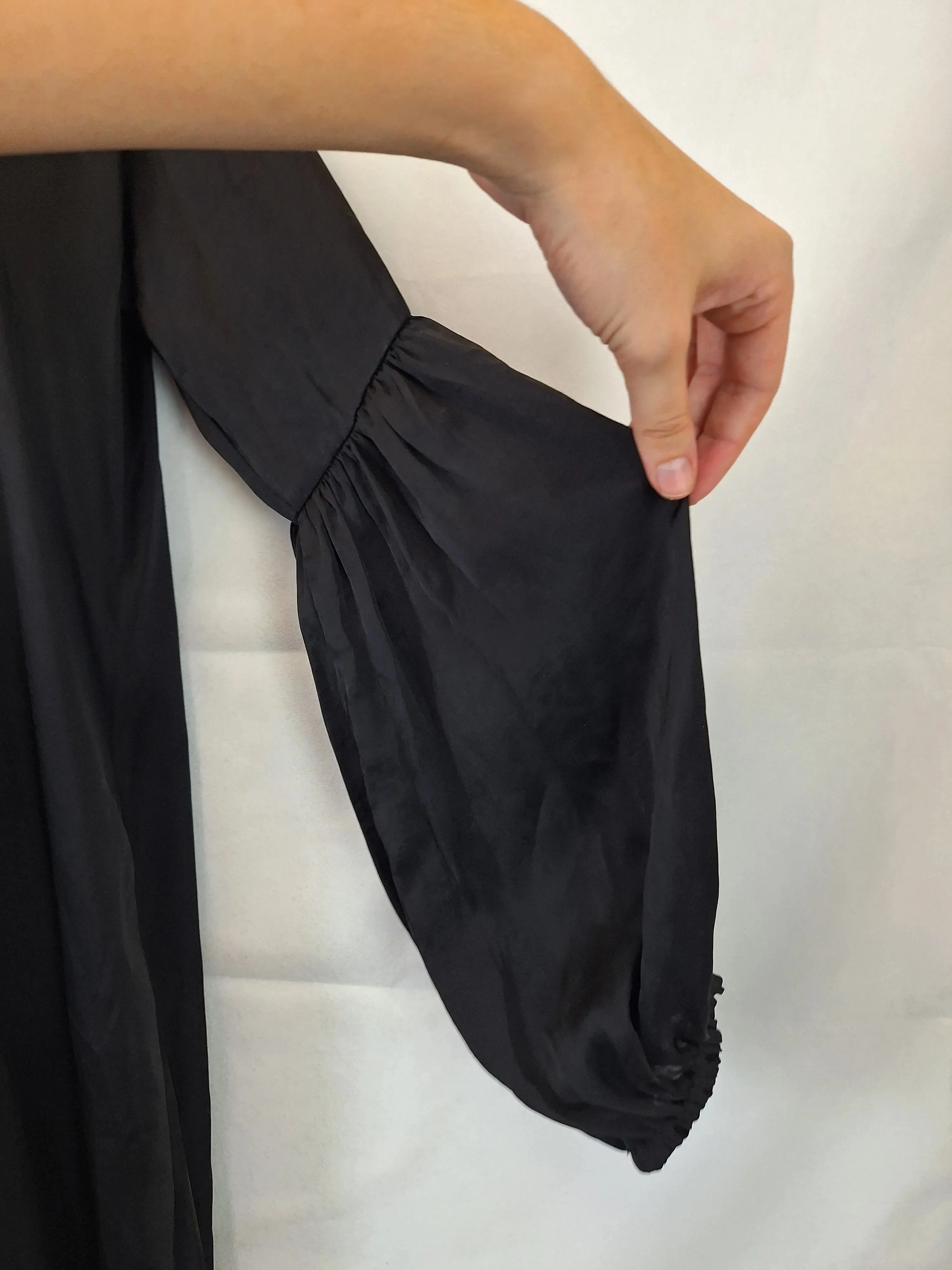 Carolina Elegant Satin Puff Sleeve Maxi Dress Size S
