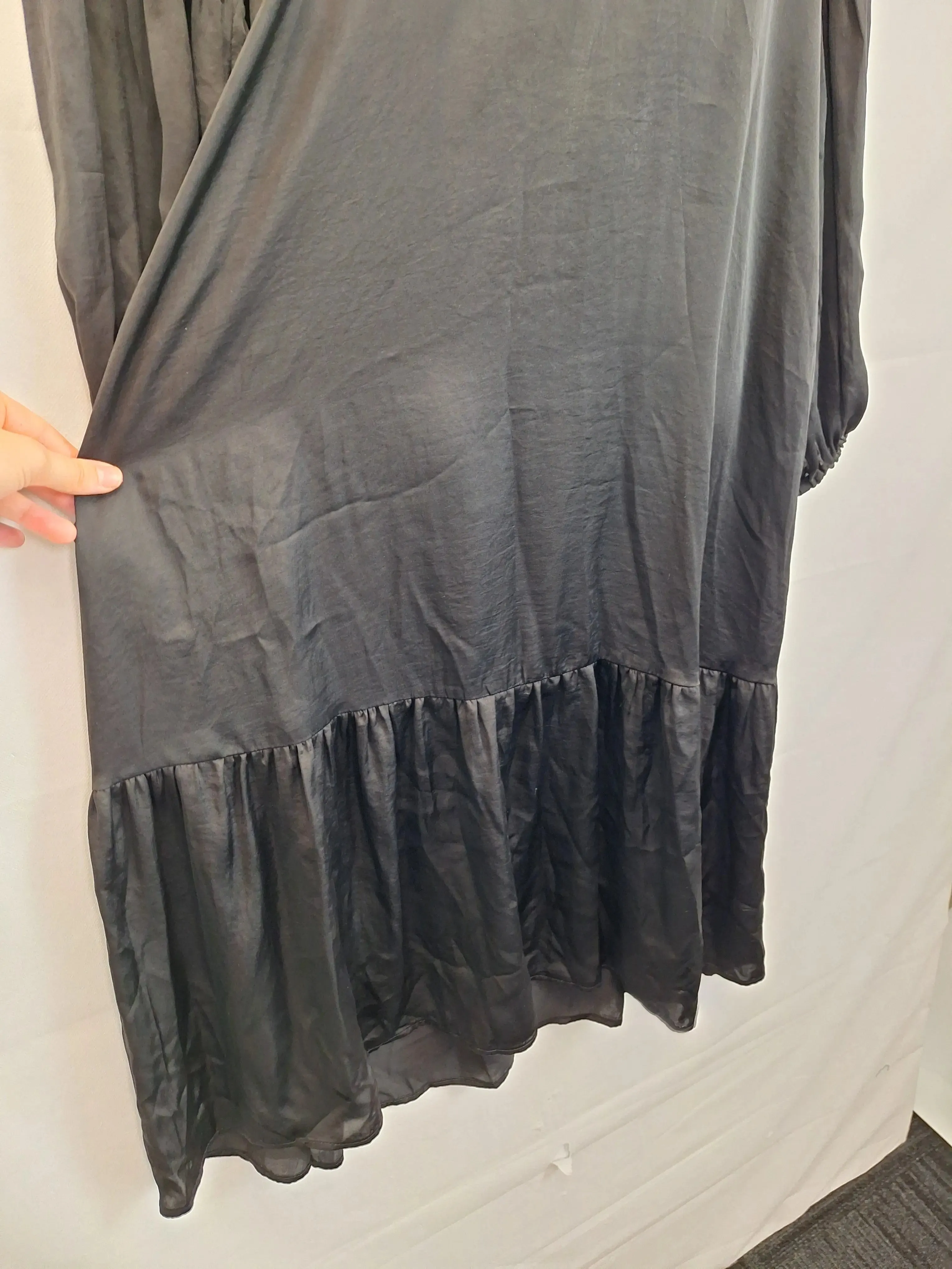 Carolina Elegant Satin Puff Sleeve Maxi Dress Size S