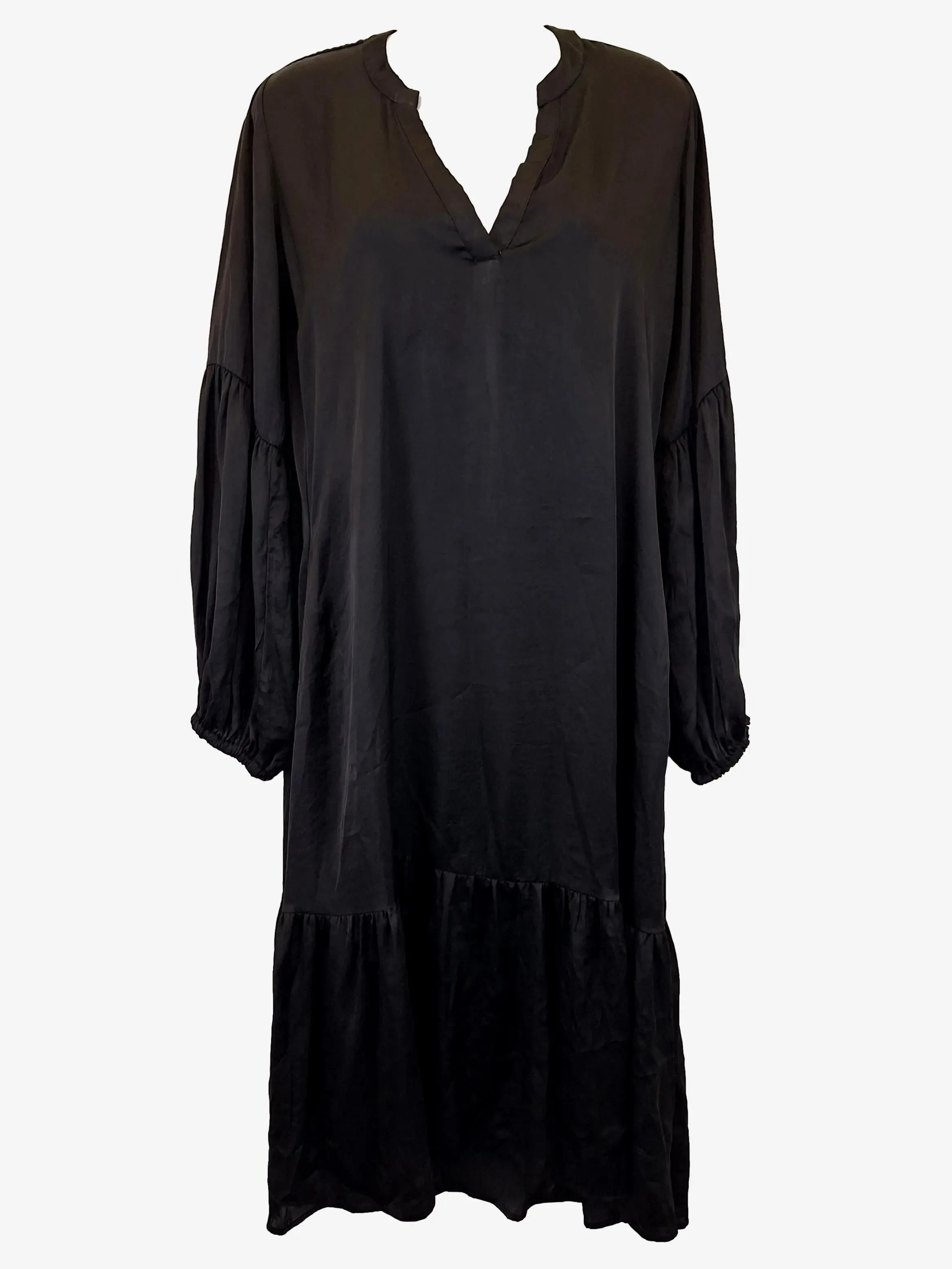 Carolina Elegant Satin Puff Sleeve Maxi Dress Size S