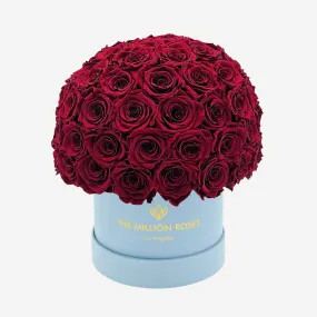 Classic Light Blue Suede Superdome Box | Burgundy Roses