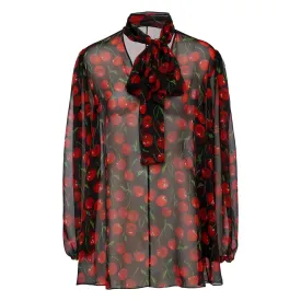 Colorblock Printing Sheer Mesh Shirts For Women V Neck Long Sleeve Patchwork Lace Up Sexy Shirt Female Fashion