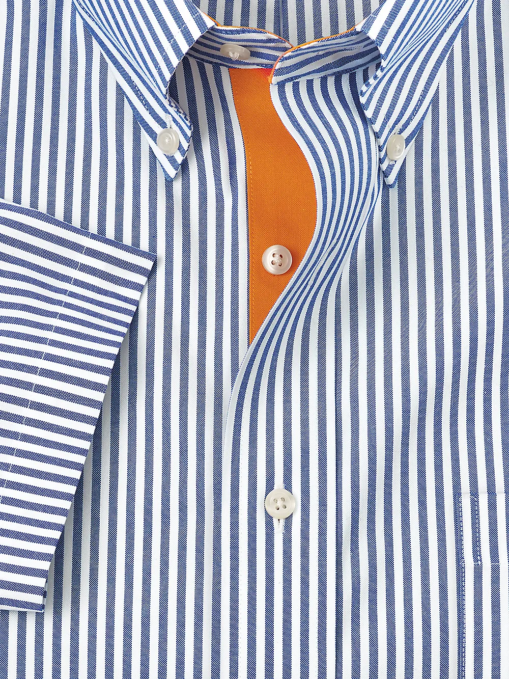 Comfort Stretch Non-Iron Stripe Dress Shirt With Contrast Trim - Blue