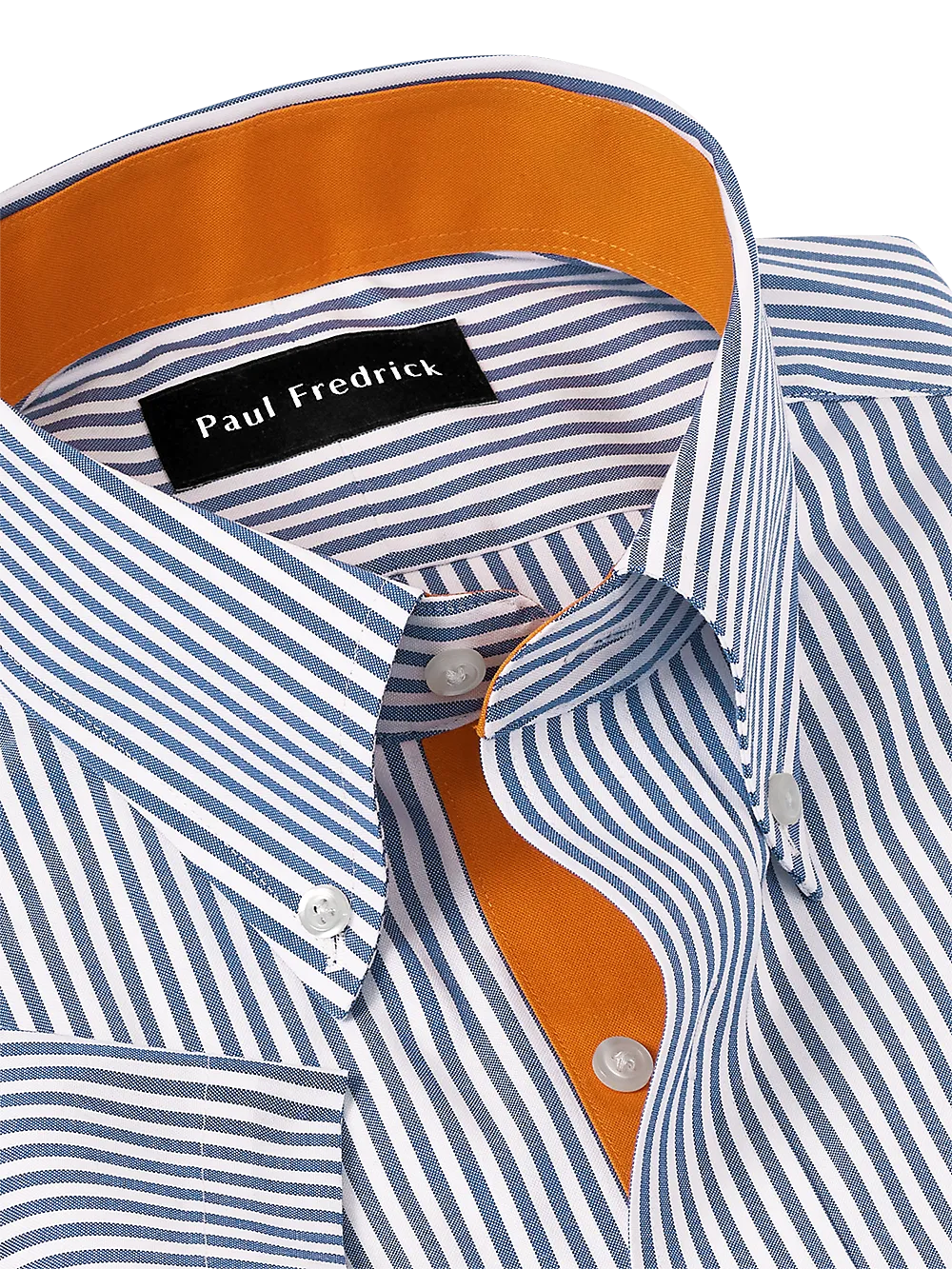 Comfort Stretch Non-Iron Stripe Dress Shirt With Contrast Trim - Blue