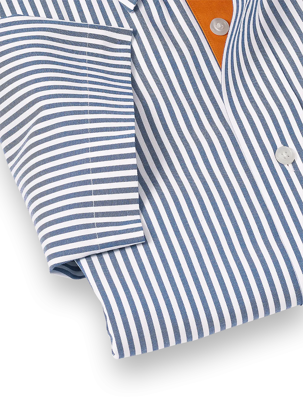 Comfort Stretch Non-Iron Stripe Dress Shirt With Contrast Trim - Blue