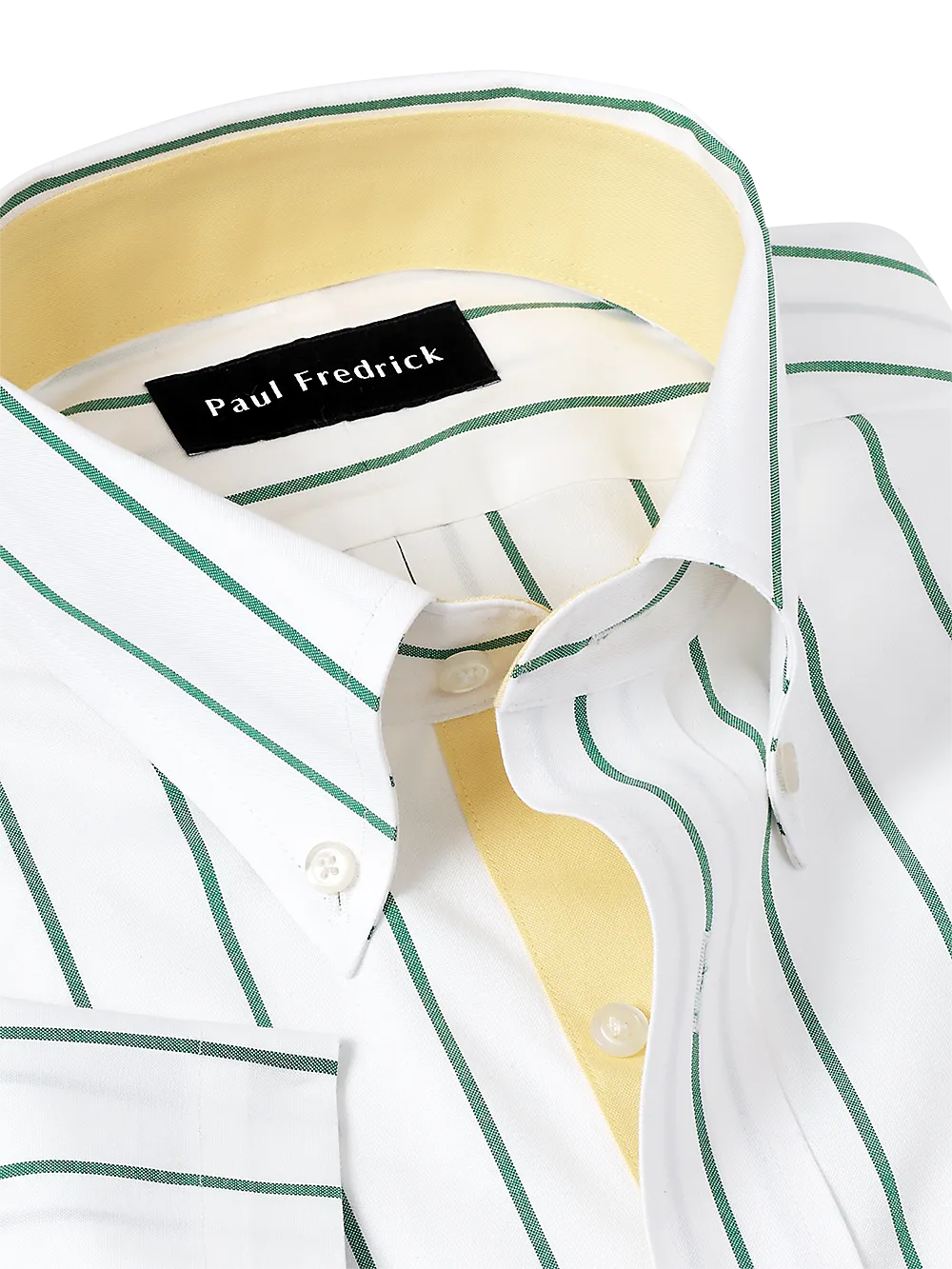Comfort Stretch Non-Iron Stripe Dress Shirt With Contrast Trim - Green