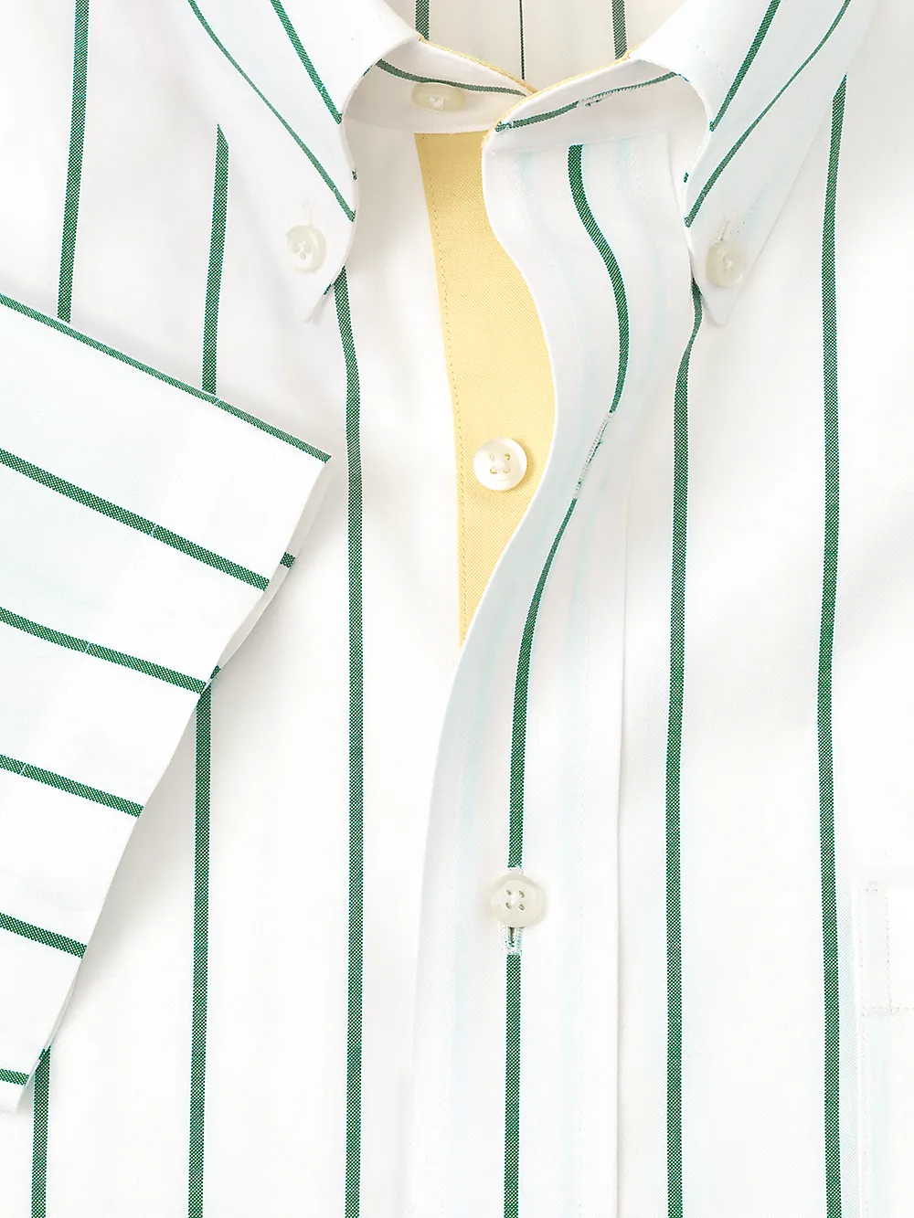 Comfort Stretch Non-Iron Stripe Dress Shirt With Contrast Trim - Green