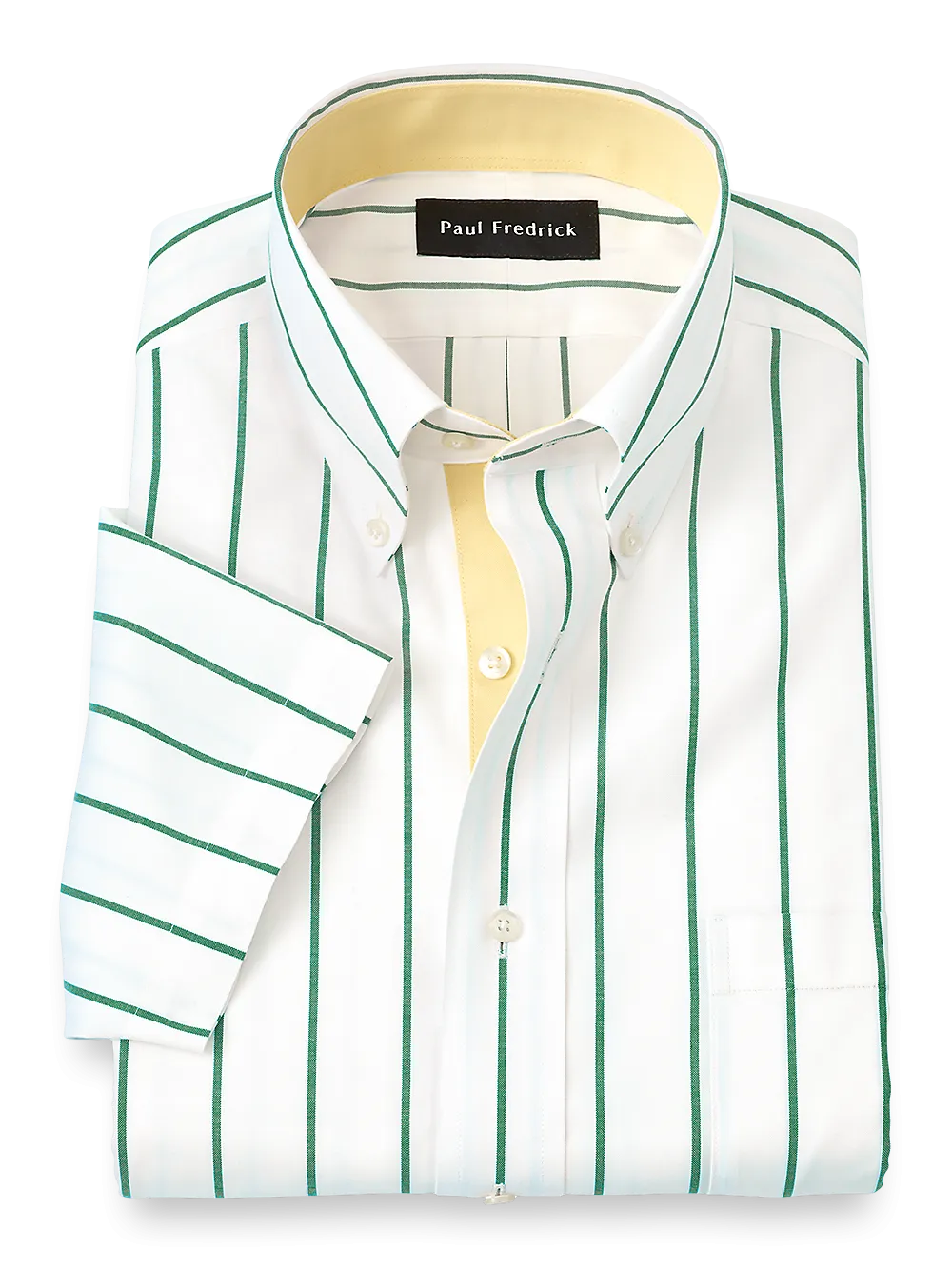 Comfort Stretch Non-Iron Stripe Dress Shirt With Contrast Trim - Green